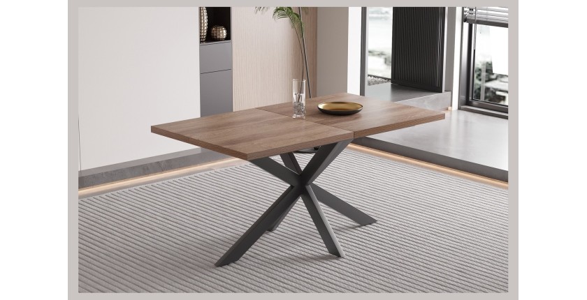 Table extensible KALVANO – 160 à 200 cm – Chêne foncé – Plateau 40 mm – Design contemporain 