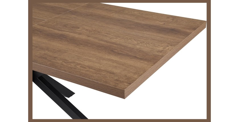 Table extensible KALVANO – 160 à 200 cm – Chêne foncé – Plateau 40 mm – Design contemporain 