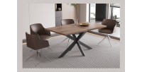 Table extensible KALVANO – 160 à 200 cm – Chêne foncé – Plateau 40 mm – Design contemporain 