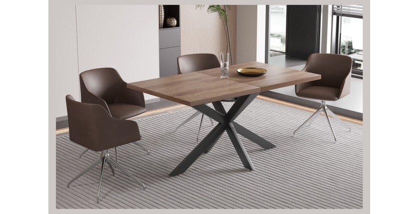 Table extensible KALVANO – 160 à 200 cm – Chêne foncé – Plateau 40 mm – Design contemporain 