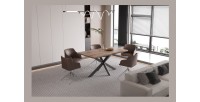 Table extensible KALVANO – 160 à 200 cm – Chêne foncé – Plateau 40 mm – Design contemporain 