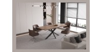 Table extensible KALVANO – 160 à 200 cm – Chêne foncé – Plateau 40 mm – Design contemporain 