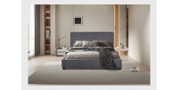 Lit double ROMA 160x200 cm – PU gris – Sommier inclus – Design moderne et confort quotidien