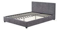 Lit double ROMA 160x200 cm – PU gris – Sommier inclus – Design moderne et confort quotidien