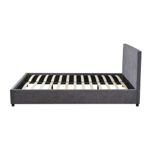 Lit double ROMA 160x200 cm – PU gris – Sommier inclus – Design moderne et confort quotidien