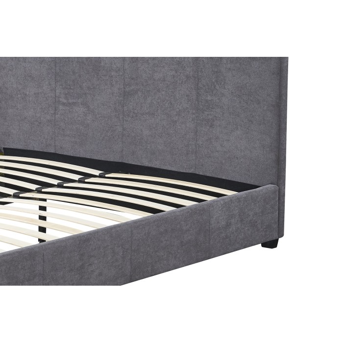 Lit double ROMA 160x200 cm – PU gris – Sommier inclus – Design moderne et confort quotidien