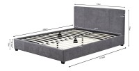 Lit double ROMA 160x200 cm – PU gris – Sommier inclus – Design moderne et confort quotidien