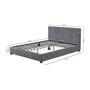 Lit double ROMA 160x200 cm – PU gris – Sommier inclus – Design moderne et confort quotidien