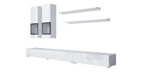 Composizione murale RAMOS – Colore bianco – Mobile TV XL, 2 vetrine e 2 scaffali – Design