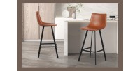 2er Set Barhocker OZON – Farbe Cognac – Sitz aus PU – Moderner Komfort und eleganter Stil