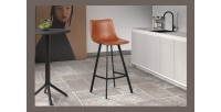 2er Set Barhocker OZON – Farbe Cognac – Sitz aus PU – Moderner Komfort und eleganter Stil