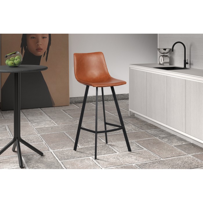 Lot de 2 tabourets de bar OZON – Coloris Cognac – Assise PU – Confort moderne et style élégant