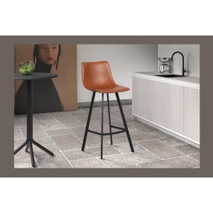 2er Set Barhocker OZON – Farbe Cognac – Sitz aus PU – Moderner Komfort und eleganter Stil