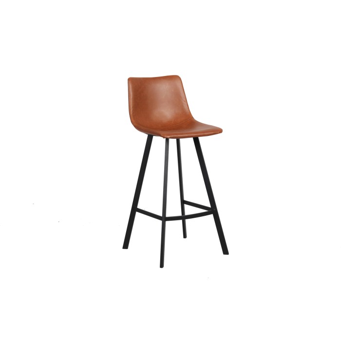 Lote de 2 taburetes de bar OZON – Color coñac – Asiento de PU – Confort moderno y estilo elegante
