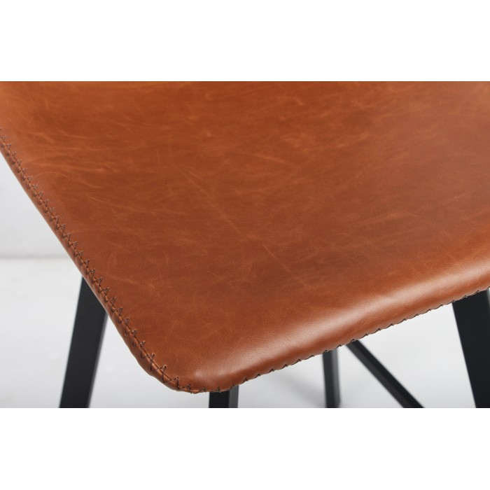 Lote de 2 taburetes de bar OZON – Color coñac – Asiento de PU – Confort moderno y estilo elegante