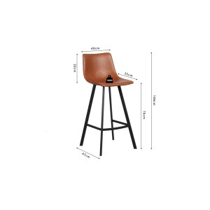 2er Set Barhocker OZON – Farbe Cognac – Sitz aus PU – Moderner Komfort und eleganter Stil