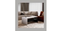 Table basse RAMOS – Coloris noir et blanc – Design moderne – Plateau intermédiaire et structure géométrique
