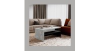 Table basse design RAMOS – Gris effet béton et noir – Plateau avec rangement – 100 x 60 cm