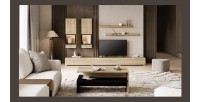 Set mobili da soggiorno RAMOS – Colori rovere e nero – Mobile TV, vetrine, scaffali – Senza LED
