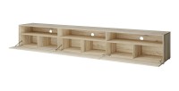 Meuble TV XL RAMOS – 270 cm – Chêne – 3 portes abattantes et 3 niches – À poser ou à suspendre