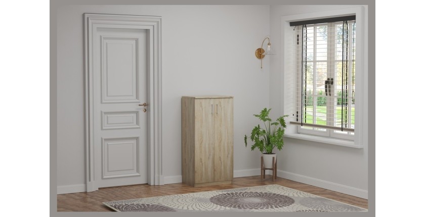 Meuble à chaussures MUNDA – 2 portes – Coloris chêne sonoma – Rangement compact et style contemporain