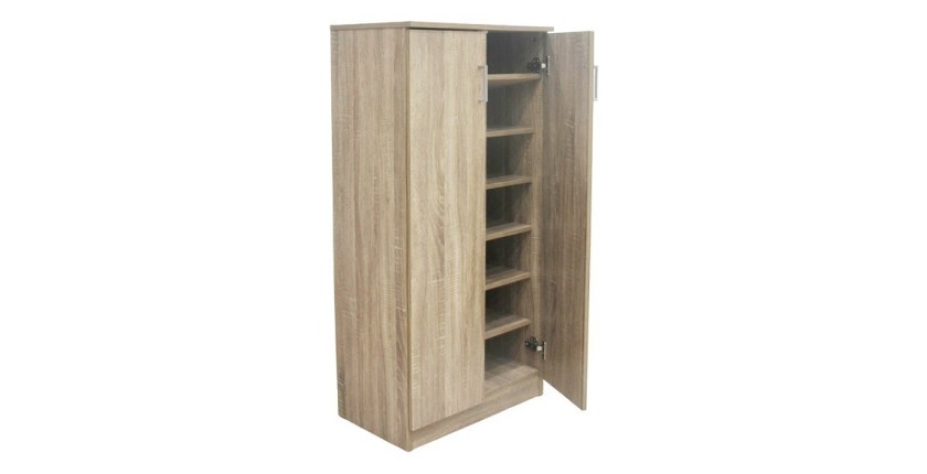Meuble à chaussures MUNDA – 2 portes – Coloris chêne sonoma – Rangement compact et style contemporain