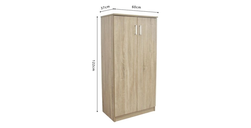 Meuble à chaussures MUNDA – 2 portes – Coloris chêne sonoma – Rangement compact et style contemporain