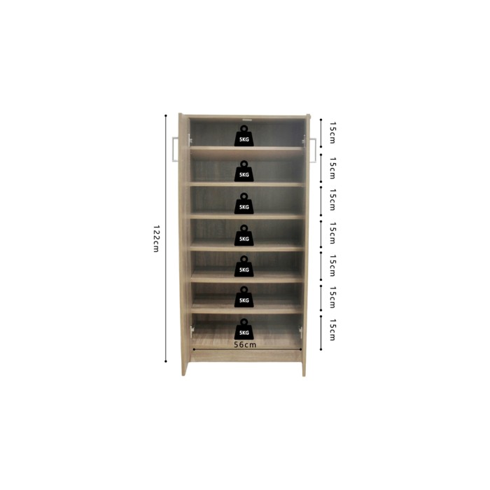 Mobile per scarpe MUNDA – 2 porte – Colore quercia sonoma – Armadio compatto e stile contemporaneo