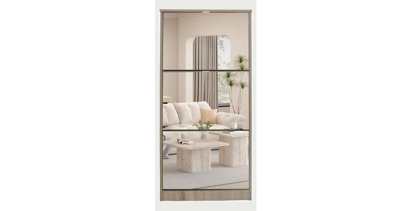 Meuble à chaussures MEXICO – 3 tiroirs avec miroirs – Coloris chêne sonoma – Design contemporain et fonctionnel