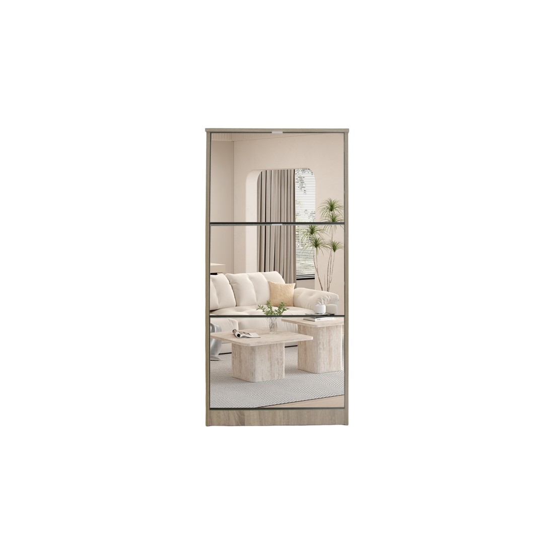 Meuble à chaussures MEXICO – 3 tiroirs avec miroirs – Coloris chêne sonoma – Design contemporain et fonctionnel