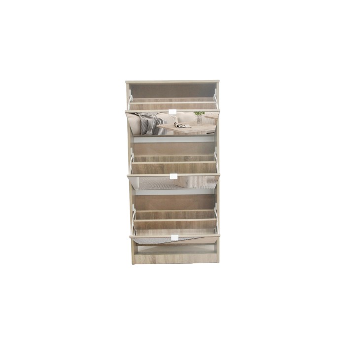 Mobile porta scarpe MEXICO – 3 cassetti con specchi – Colore rovere sonoma – Design contemporaneo e funzionale