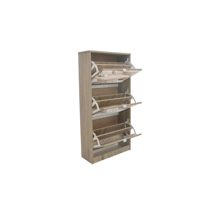 Mobile porta scarpe MEXICO – 3 cassetti con specchi – Colore rovere sonoma – Design contemporaneo e funzionale