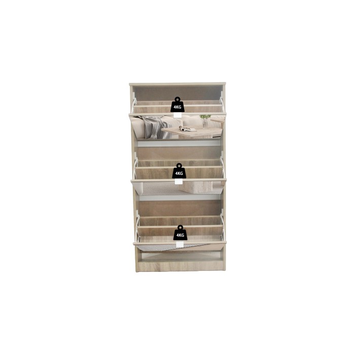 Mobile porta scarpe MEXICO – 3 cassetti con specchi – Colore rovere sonoma – Design contemporaneo e funzionale