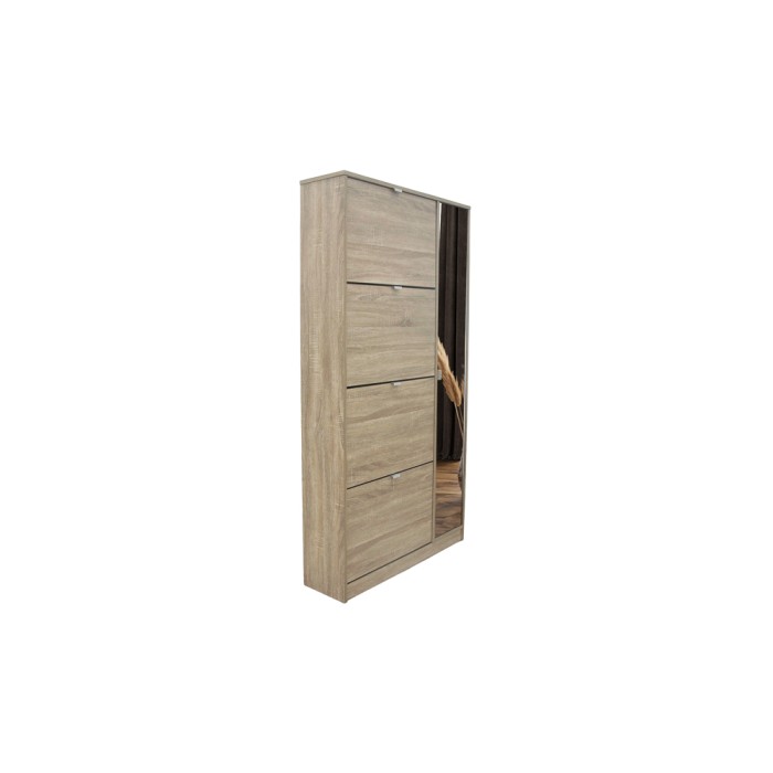 Mobile per scarpe MEXICO – 4 cassetti e 1 porta con specchio – Colore rovere sonoma – Design pratico e contemporaneo