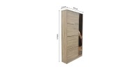 Meuble à chaussures MEXICO – 4 tiroirs et 1 porte avec miroir – Coloris chêne sonoma – Design pratique et contemporain