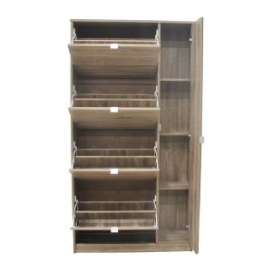 Meuble à chaussures MEXICO – 4 tiroirs et 1 porte avec miroir – Coloris chêne sonoma – Design pratique et contemporain