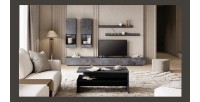 Ensemble meubles de salon RAMOS – Gris effet ardoise – Composition murale design sans LED