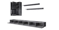 Ensemble meubles de salon RAMOS – Gris effet ardoise – Composition murale design sans LED