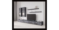Ensemble meubles de salon RAMOS – Gris effet ardoise – Composition murale design sans LED