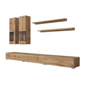 Set woonkamermeubels RAMOS – Gouden eik en zwart – Hedendaags ontwerp zonder LED