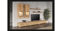 Ensemble meubles de salon RAMOS – Chêne doré et noir – Design contemporain sans LED