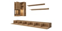Set woonkamermeubels RAMOS - Gouden eiken en zwart - Geïntegreerde multicolor LED - Hedendaagse stijl