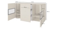 Buffet RAMOS 130 cm – Chêne doré et noir – LED multicolore intégrée – 2 portes vitrées et 3 tiroirs