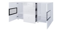 Ensemble de 7 meubles de salon collection RAMOS. Couleur blanc brillant.