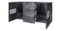 Conjunto completo de salón RAMOS – Efecto pizarra – 7 muebles con LED multicolor integrado