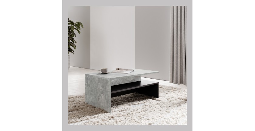 Conjunto completo para salón RAMOS – Efecto concreto – 7 muebles con LED multicolor integrado
