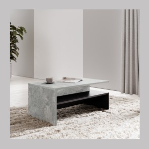 Conjunto completo para salón RAMOS – Efecto concreto – 7 muebles con LED multicolor integrado