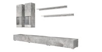 Conjunto completo para salón RAMOS – Efecto concreto – 7 muebles con LED multicolor integrado