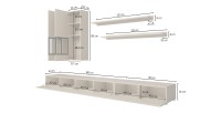 Conjunto completo para salón RAMOS – Efecto concreto – 7 muebles con LED multicolor integrado