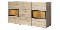 Ensemble salon complet RAMOS – Chêne – 7 meubles avec LED multicolore intégrée